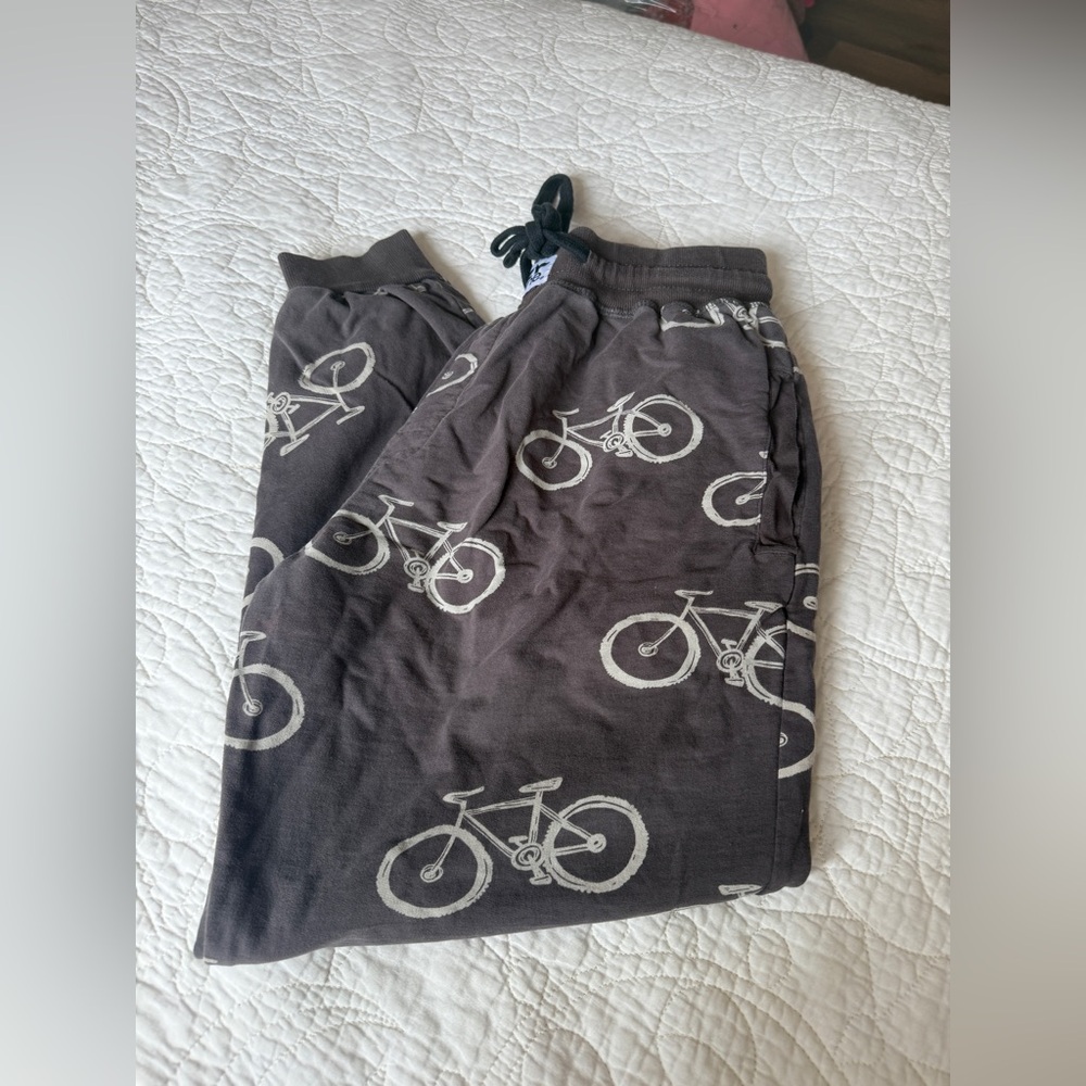 Lazy One Men's Bicycle Print Joggers - Gray, size small good used condition